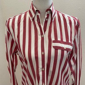 Liz Claiborne 100% Cotton Button Down Striped Shirt-Vintage